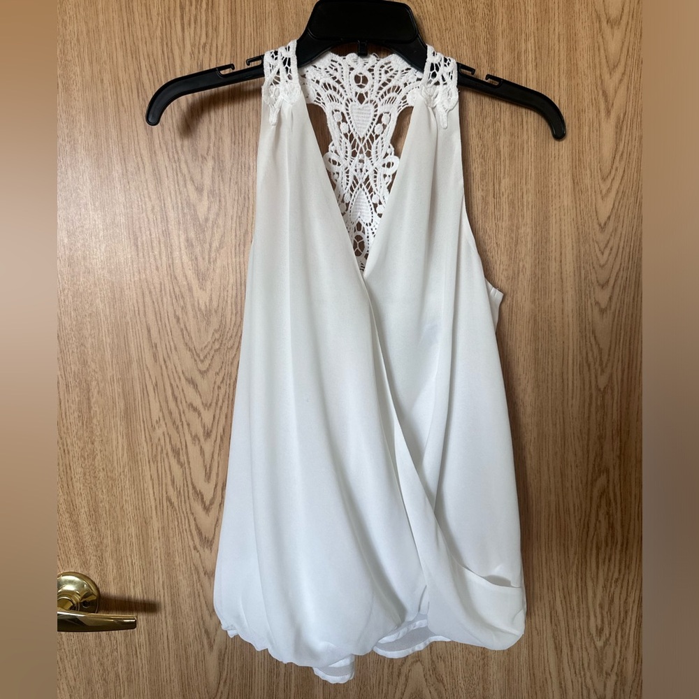 Naked Zebra White Crochet Lace Halter Top Women’s S